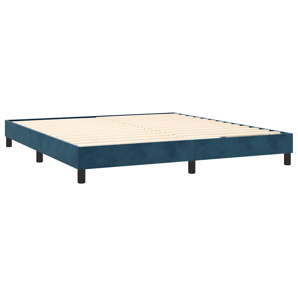 Cama com molas/colchão 160x200 cm veludo azul-escuro