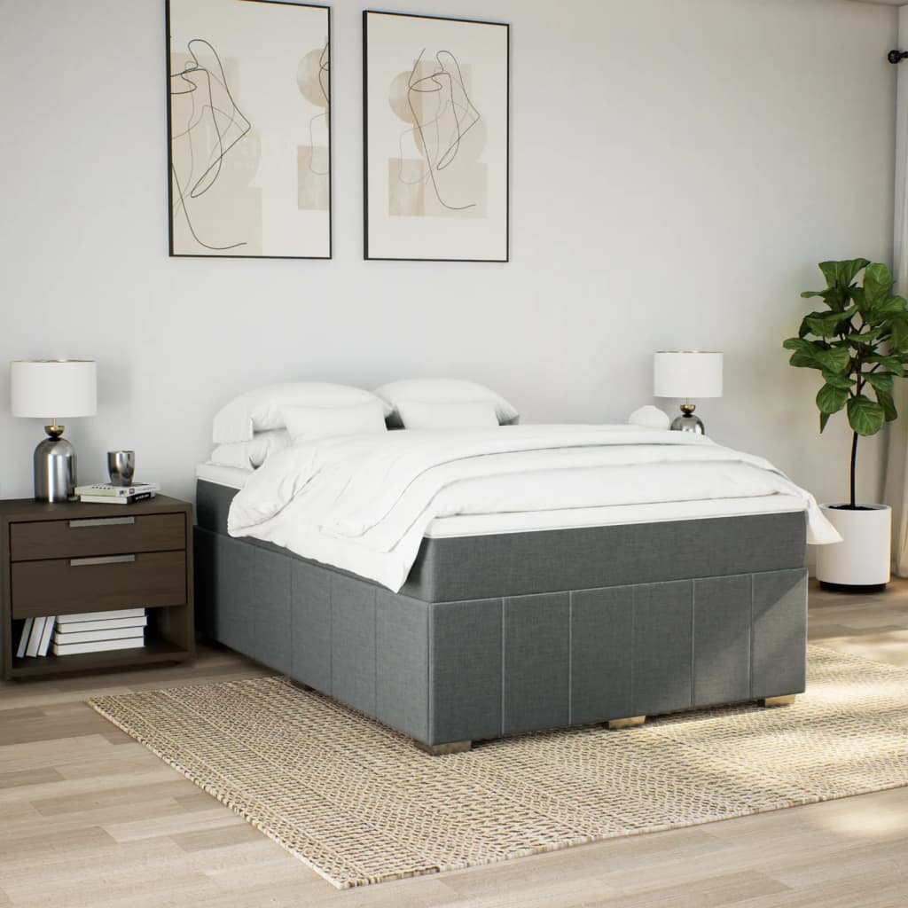 Cama com molas/colchão 140x190 cm tecido cinzento-escuro