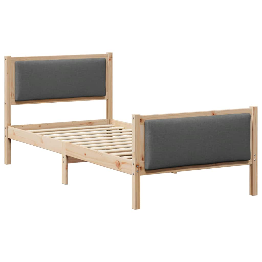 Estrutura da cama com cabeceira cinza escuro 90 x 200 cm tecido