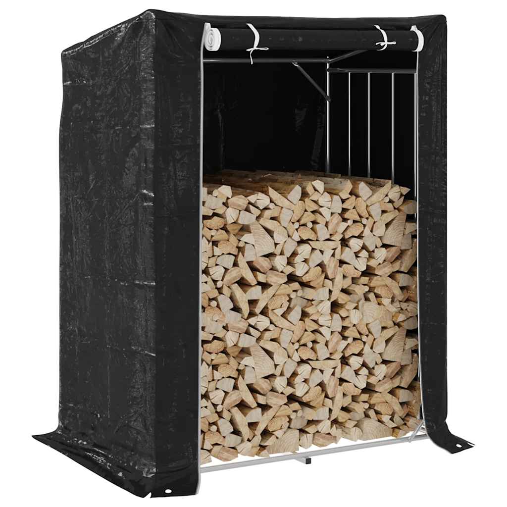 Rack de lenha com tampa de chuva 150x100x200 cm aço galvanizado