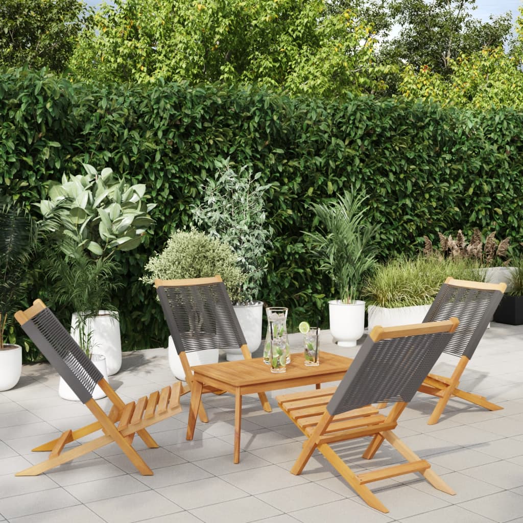 Cadeiras de jardim dobráveis 4 pcs madeira acácia maciça cinza