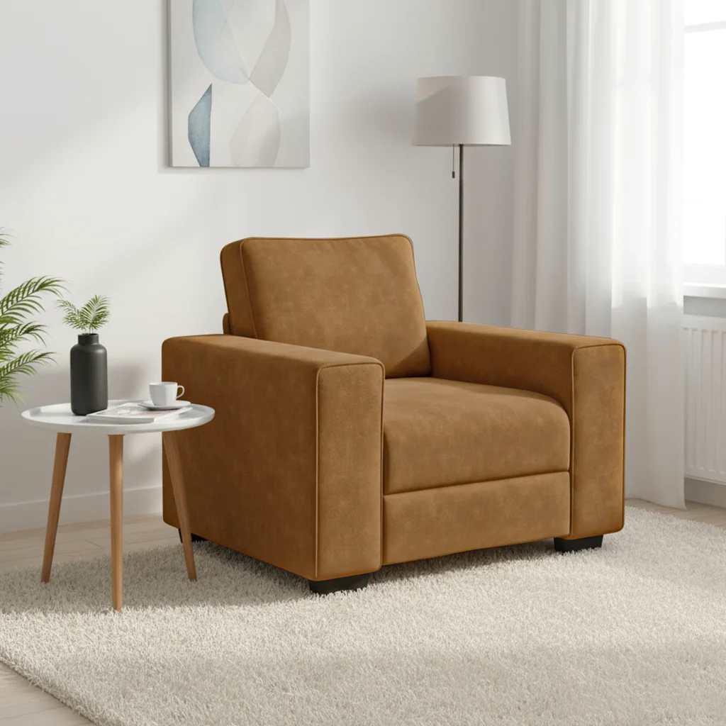 Poltrona 100x77x82 cm veludo castanho