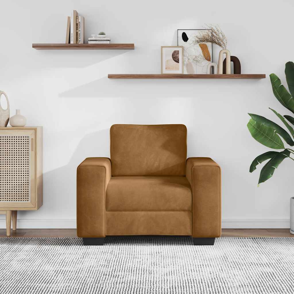 Poltrona 100x77x82 cm veludo castanho
