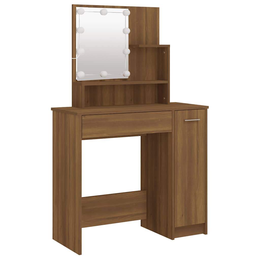 Toucador com leds 86,5x35x136 cm cor carvalho castanho