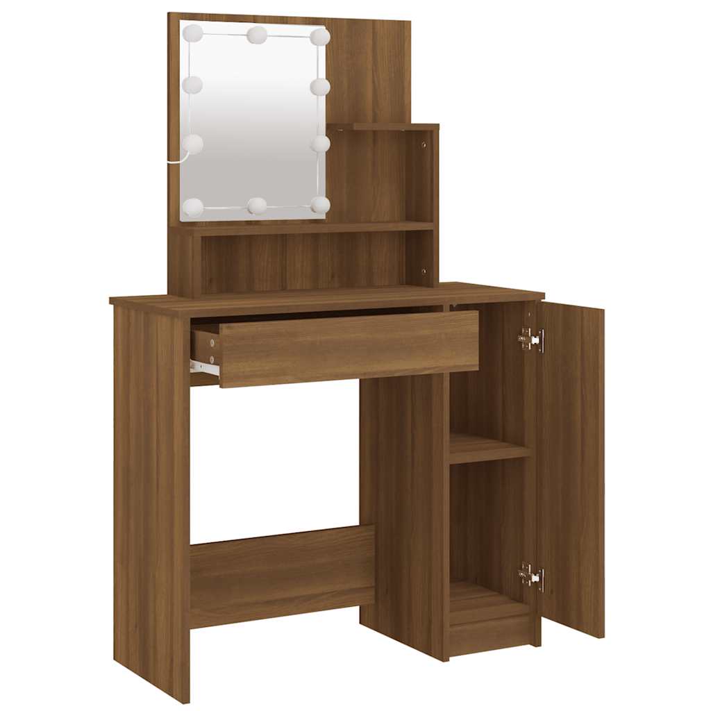 Toucador com leds 86,5x35x136 cm cor carvalho castanho