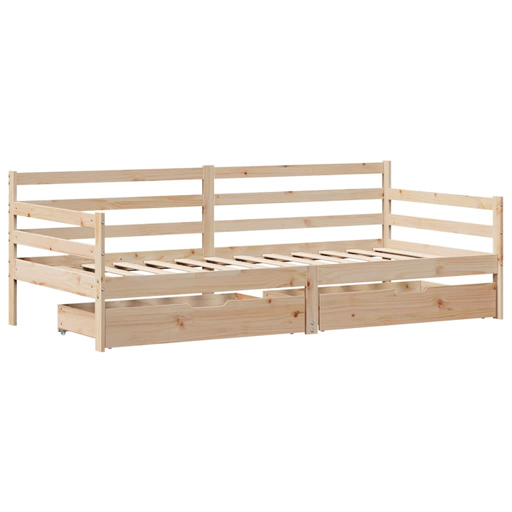 Sofá-cama com gavetas 80x200 cm madeira de pinho maciça