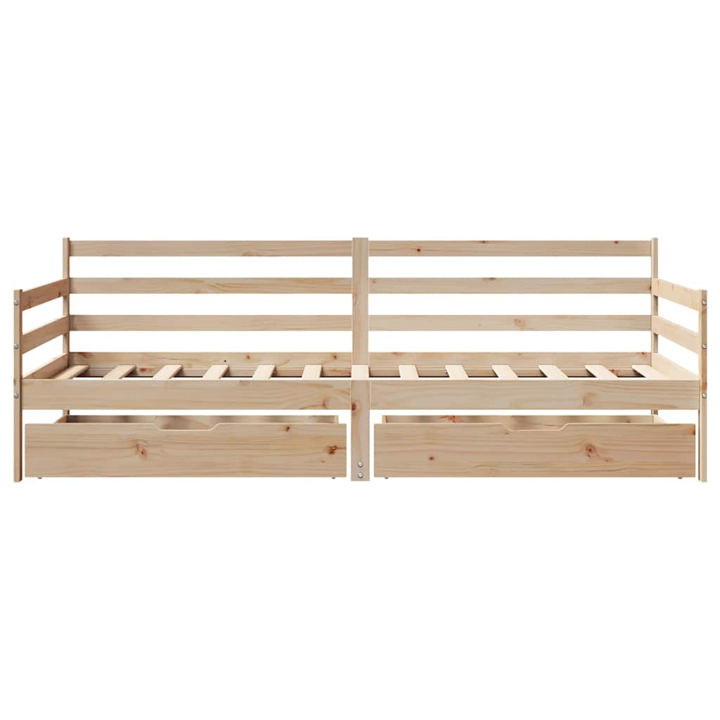 Sofá-cama com gavetas 80x200 cm madeira de pinho maciça