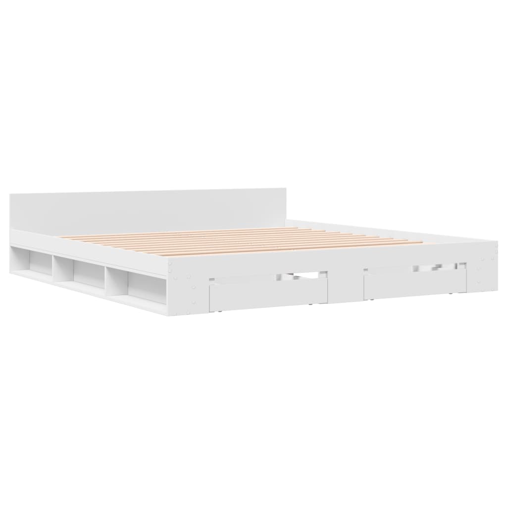 Estrutura de cama c/ gavetas 180x200cm derivados madeira branco