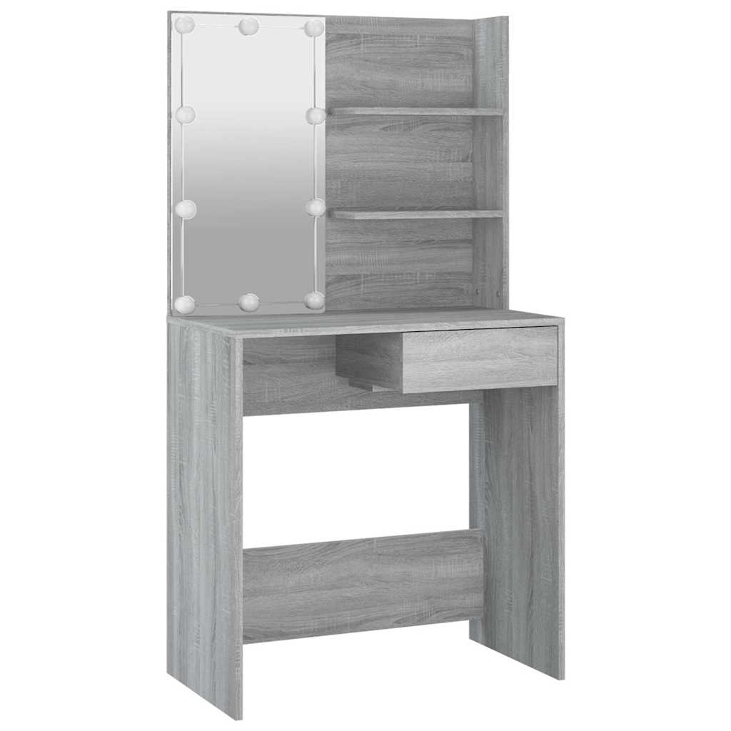Toucador com leds 74,5x40x141 cm sonoma cinza