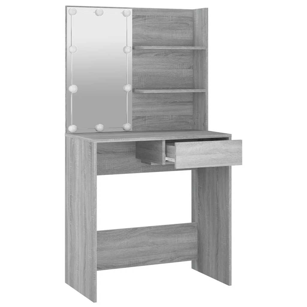 Toucador com leds 74,5x40x141 cm sonoma cinza