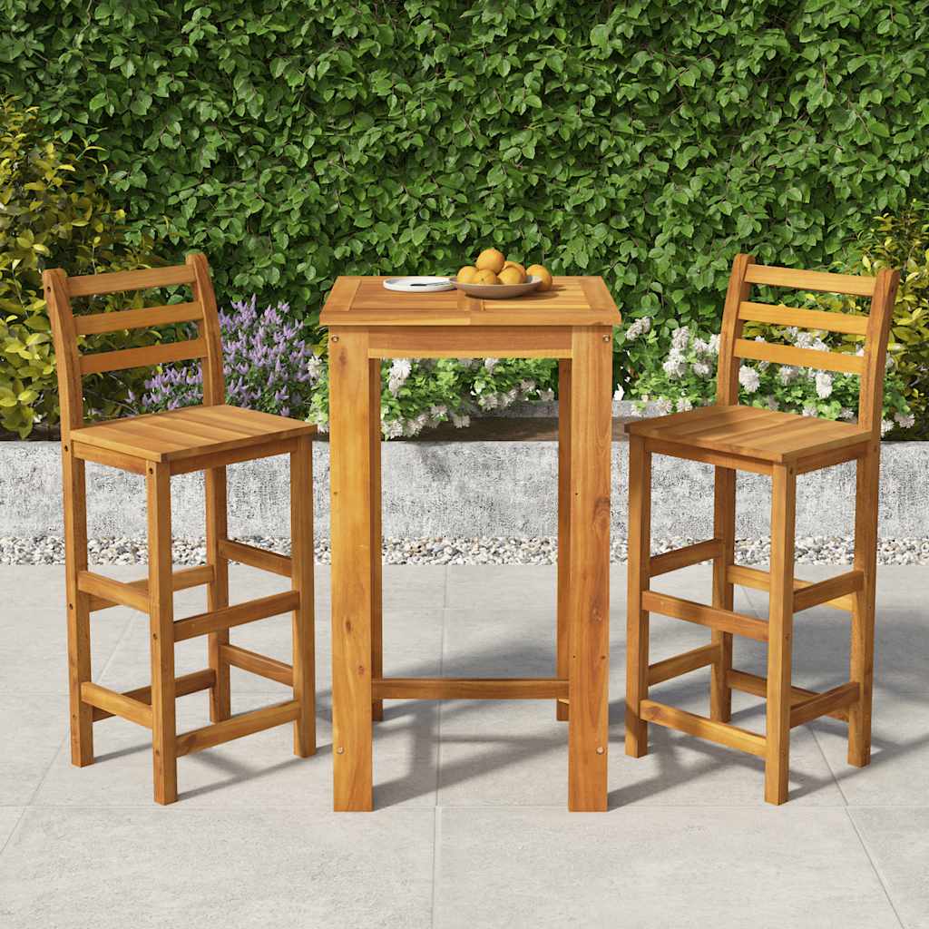 Conjunto de bar para jardim 3 pcs madeira de acácia maciça