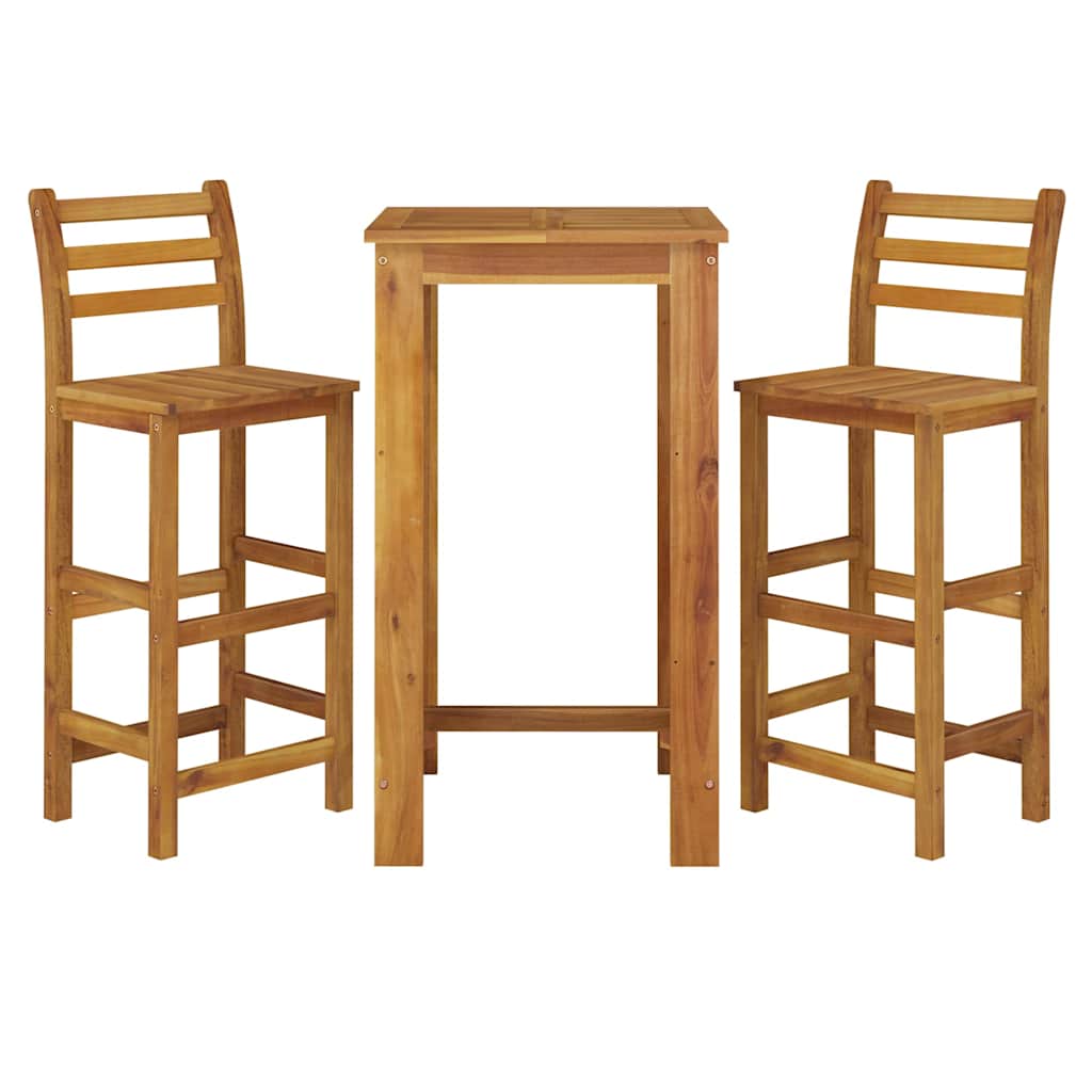 Conjunto de bar para jardim 3 pcs madeira de acácia maciça