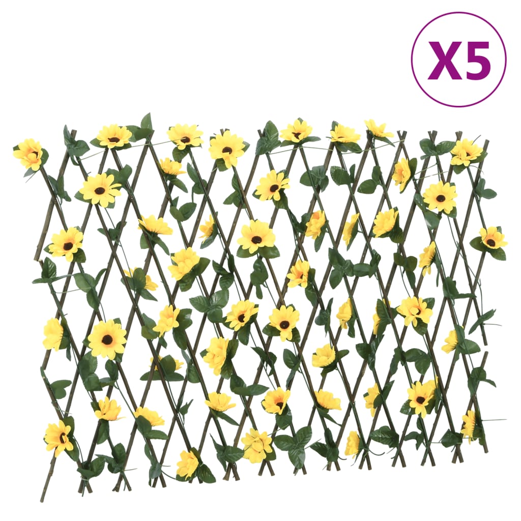 Treliça de hera artificial extensível 5 pcs 180x60 cm amarelo