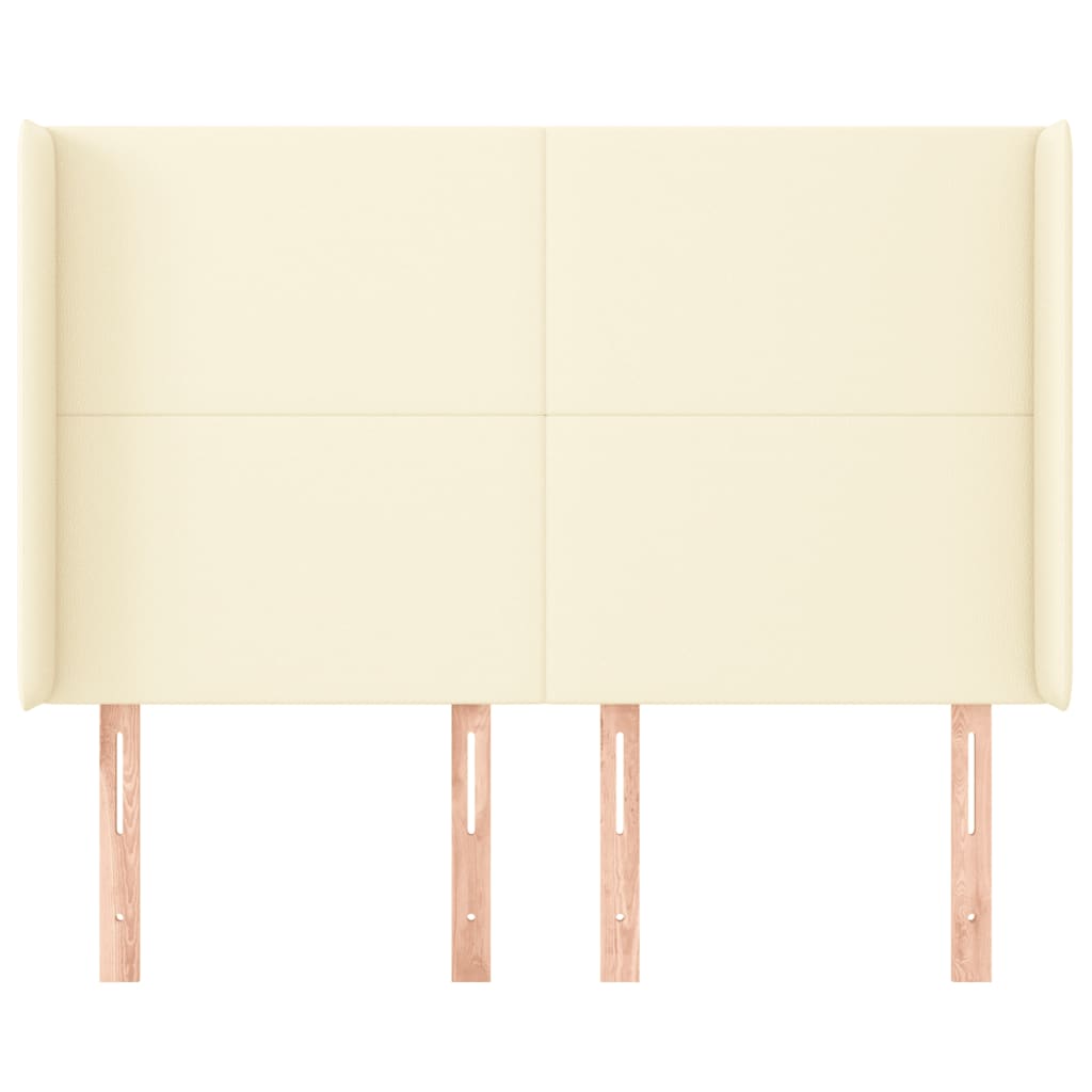 Cabeceira cama c/ abas couro artificial 147x16x118/128 cm creme
