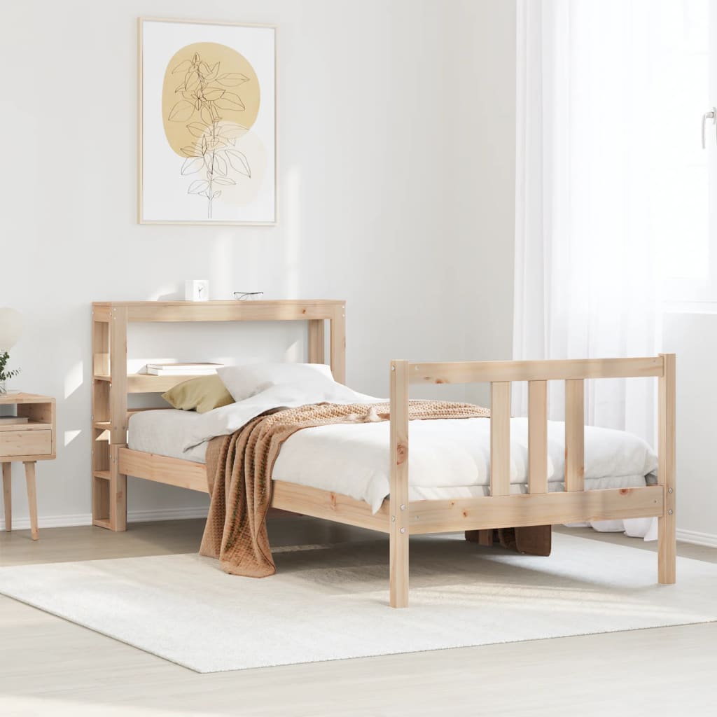 Estrutura de cama com cabeceira 90x190 cm pinho maciço