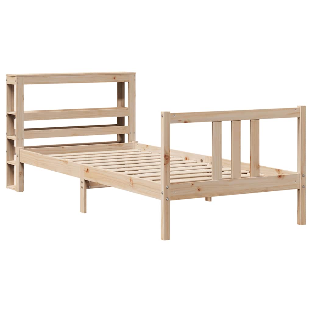 Estrutura de cama com cabeceira 90x190 cm pinho maciço