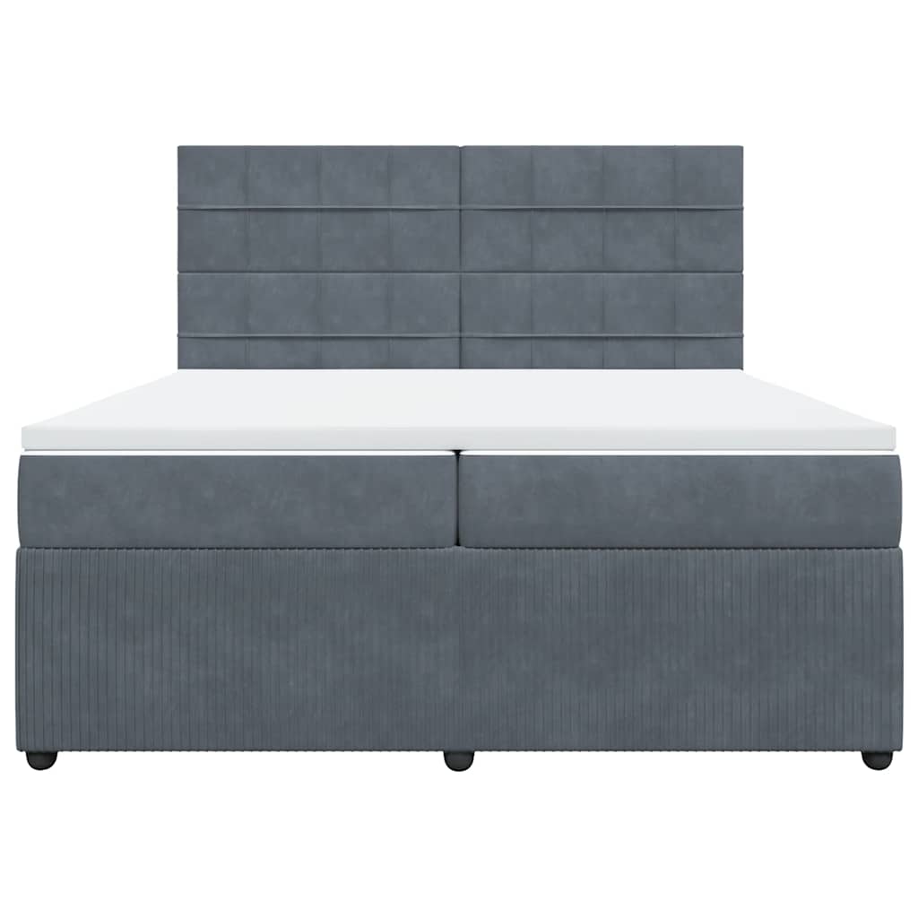 Cama com molas/colchão 200x200 cm veludo cinzento-escuro