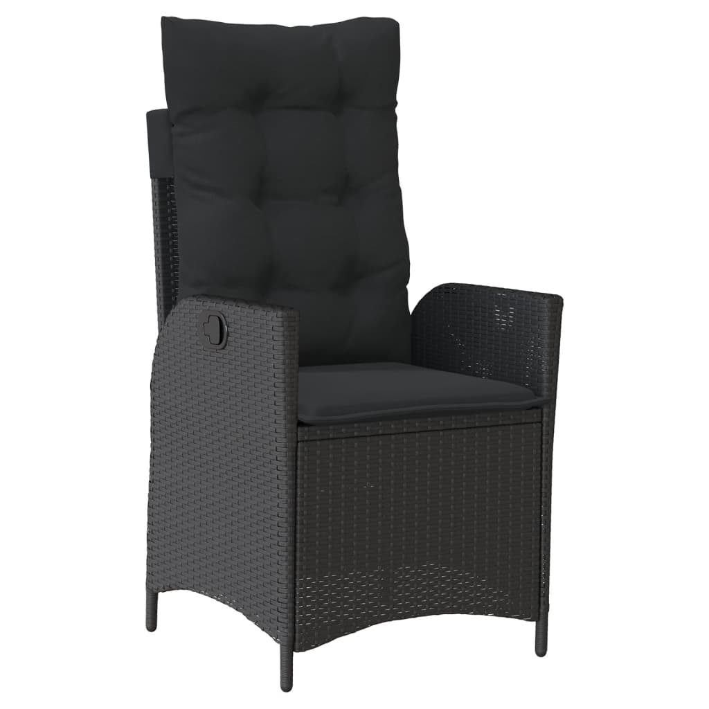 5 Pcs conjunto de jantar p/ jardim c/ almofadões vime PE preto