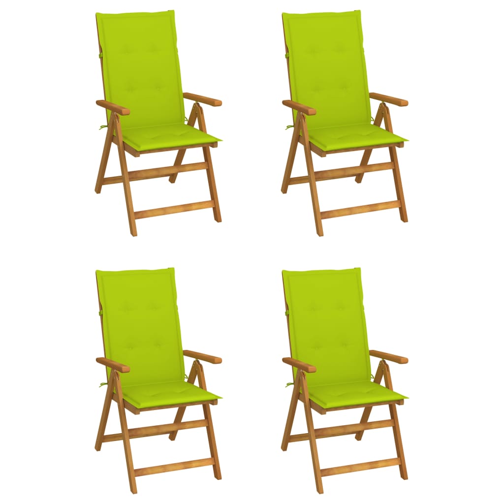 Cadeiras jardim reclináveis c/ almofadões 4 pcs acácia maciça