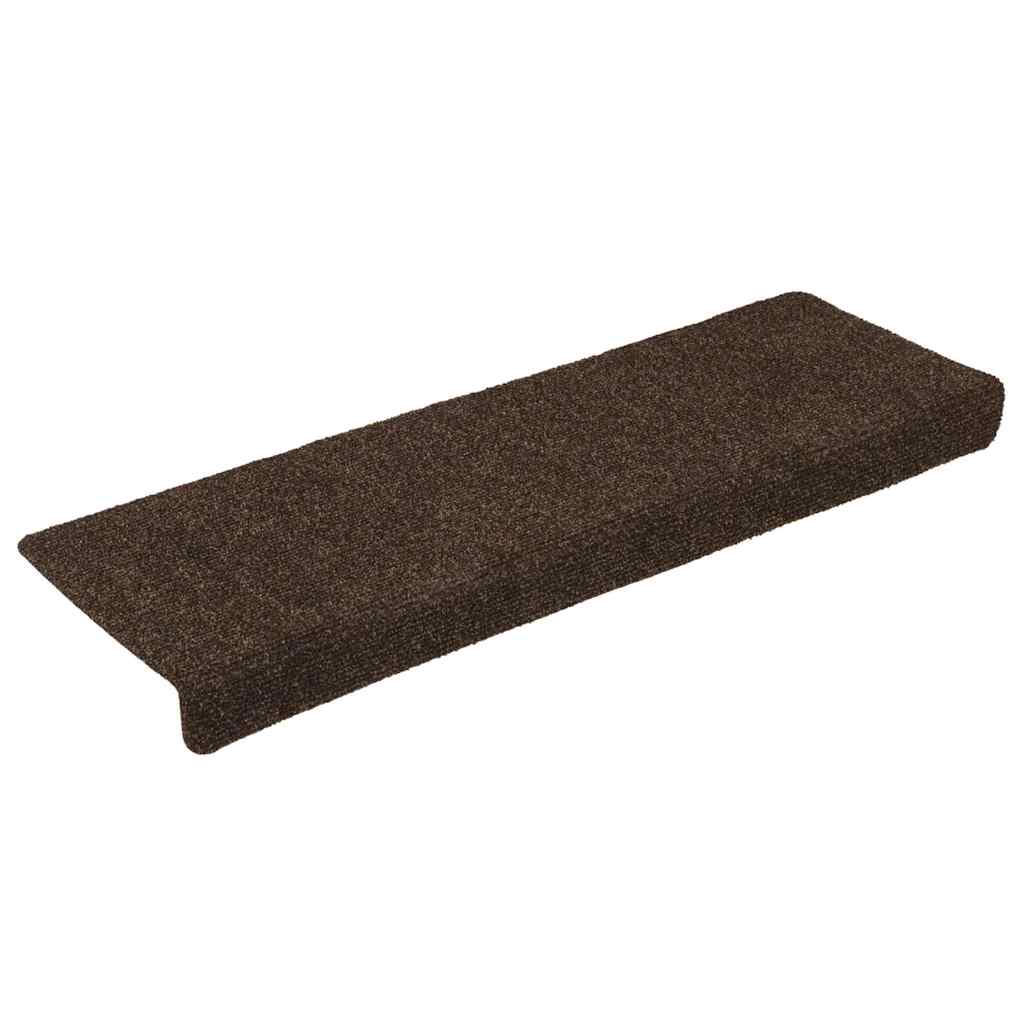 Tapetes de escada autoadesivos 30 peças 65x21x4 cm marrom com borda retangular