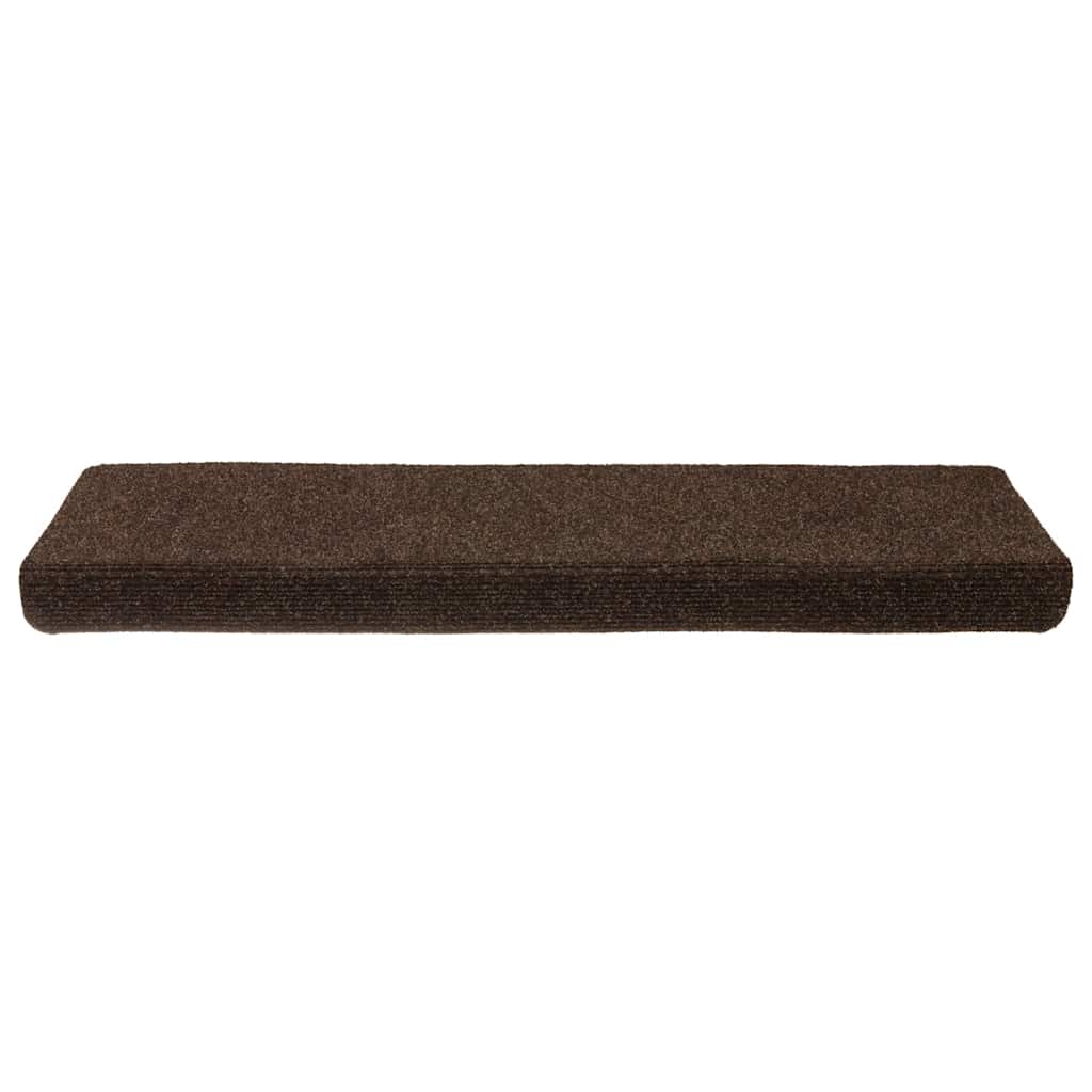 Tapetes de escada autoadesivos 30 peças 65x21x4 cm marrom com borda retangular
