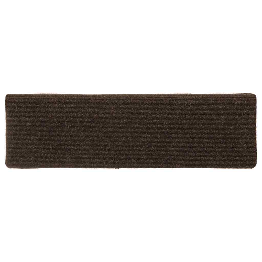Tapetes de escada autoadesivos 30 peças 65x21x4 cm marrom com borda retangular