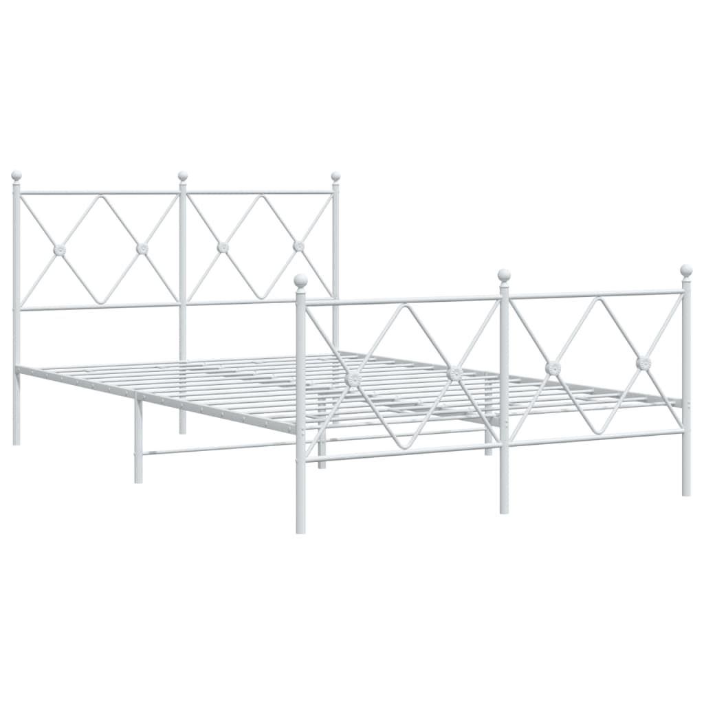 Estrutura de cama com cabeceira e pés 120x200 cm metal branco