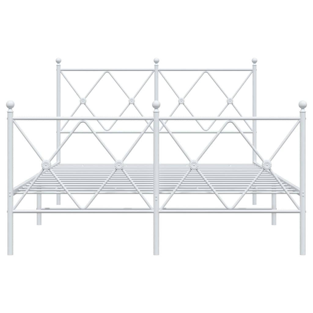 Estrutura de cama com cabeceira e pés 120x200 cm metal branco