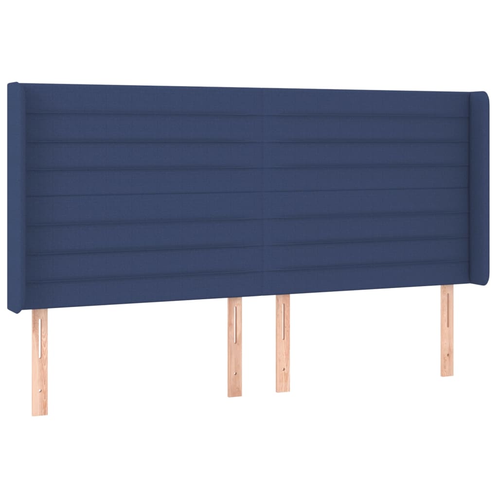 Cabeceira de cama c/ luzes LED tecido 183x16x118/128 cm azul