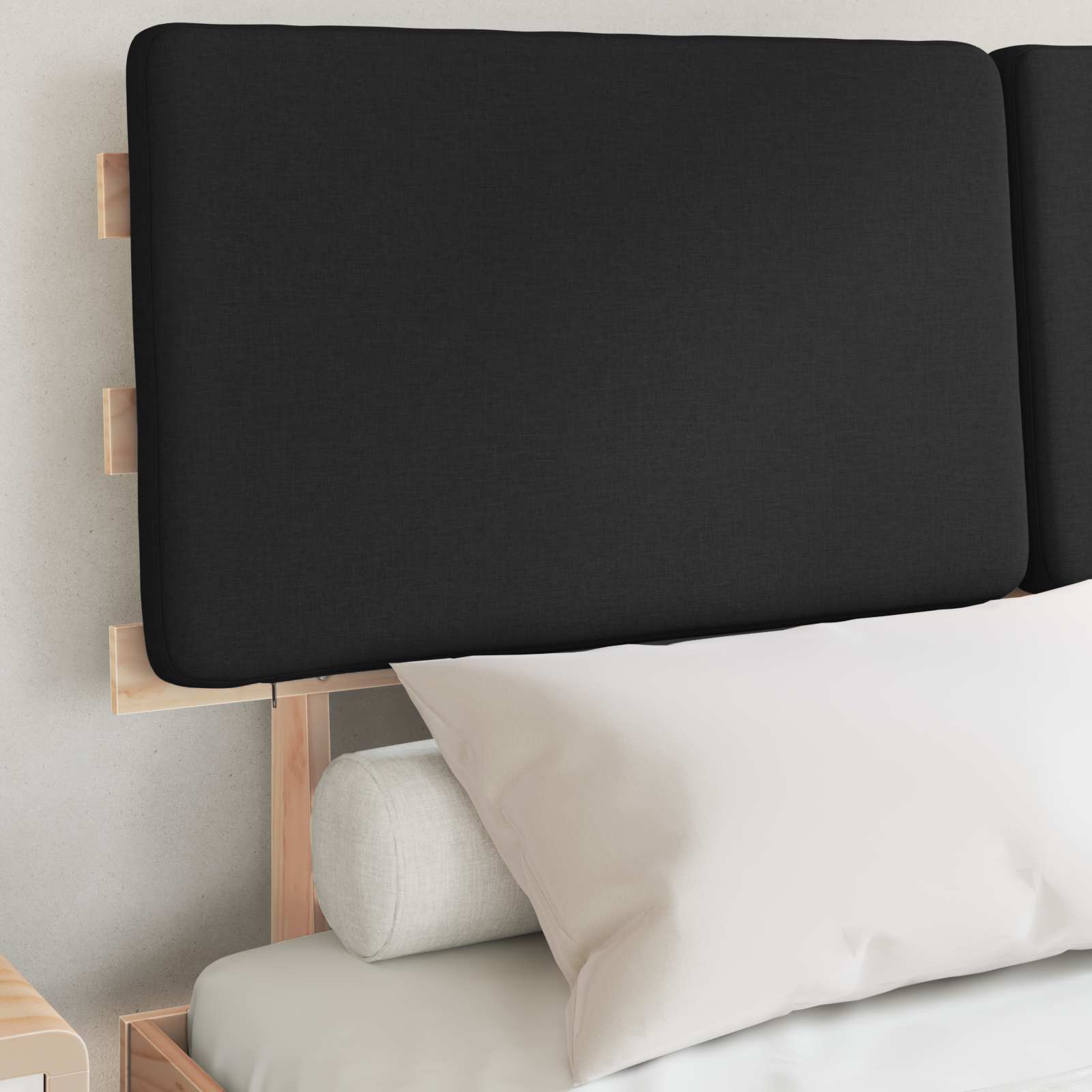 Estrutura de cama com cabeceira estofada preto 160 x 200 cm