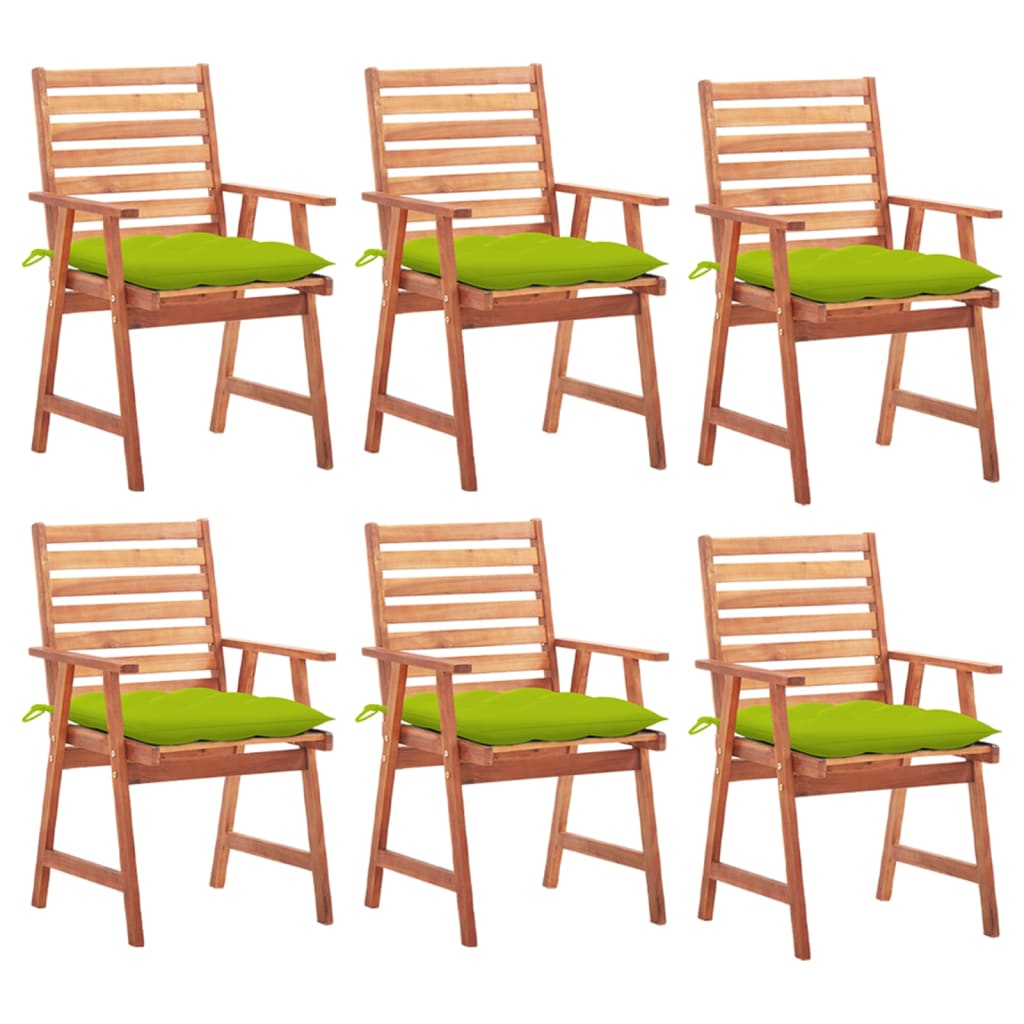 Cadeiras de jantar p/ jardim 6 pcs c/ almofadões acácia maciça