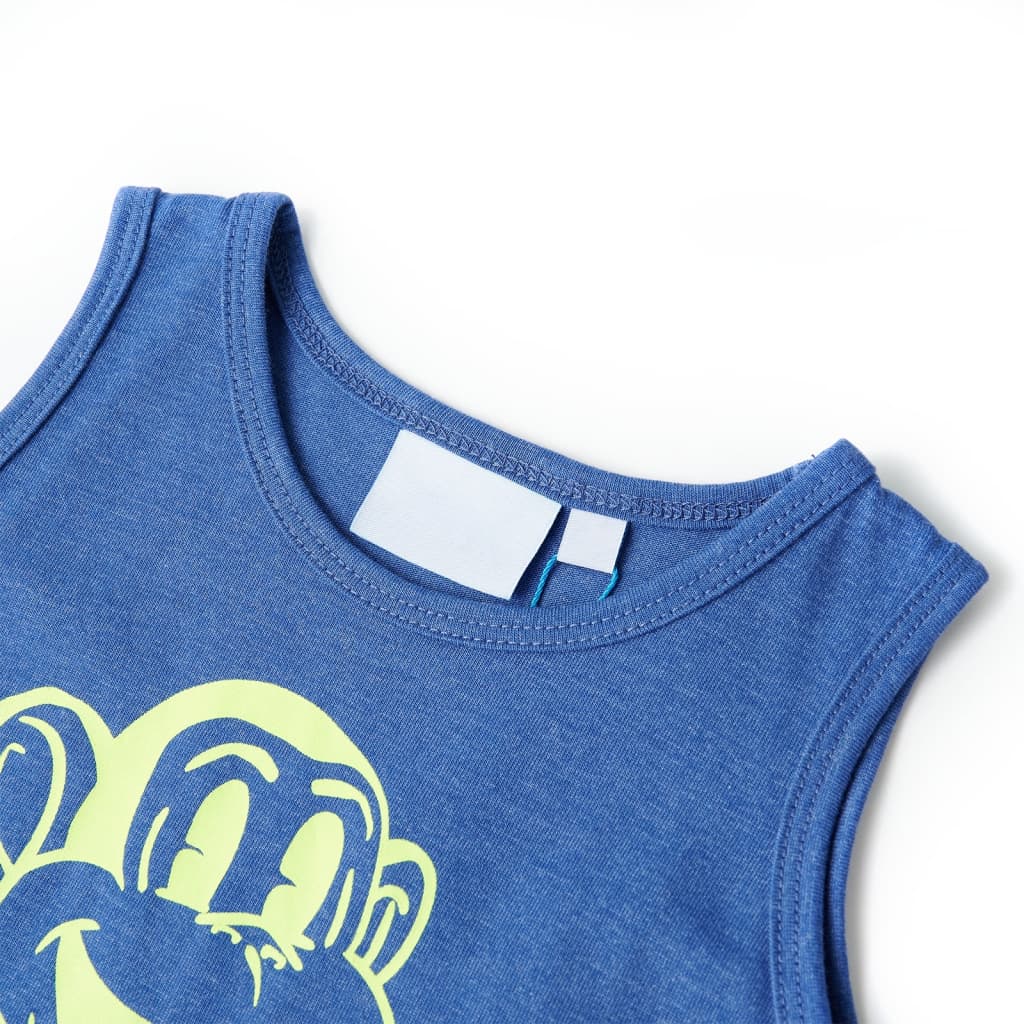 T-shirt de manga cava para criança azul-mesclado 104