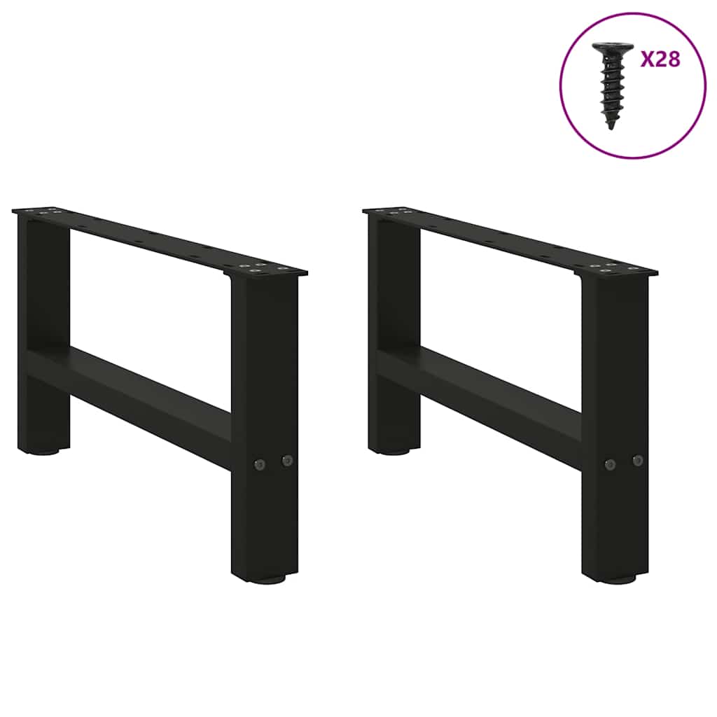 Pés para mesa de centro pretos 2 peças 70x(30-31) cm aço