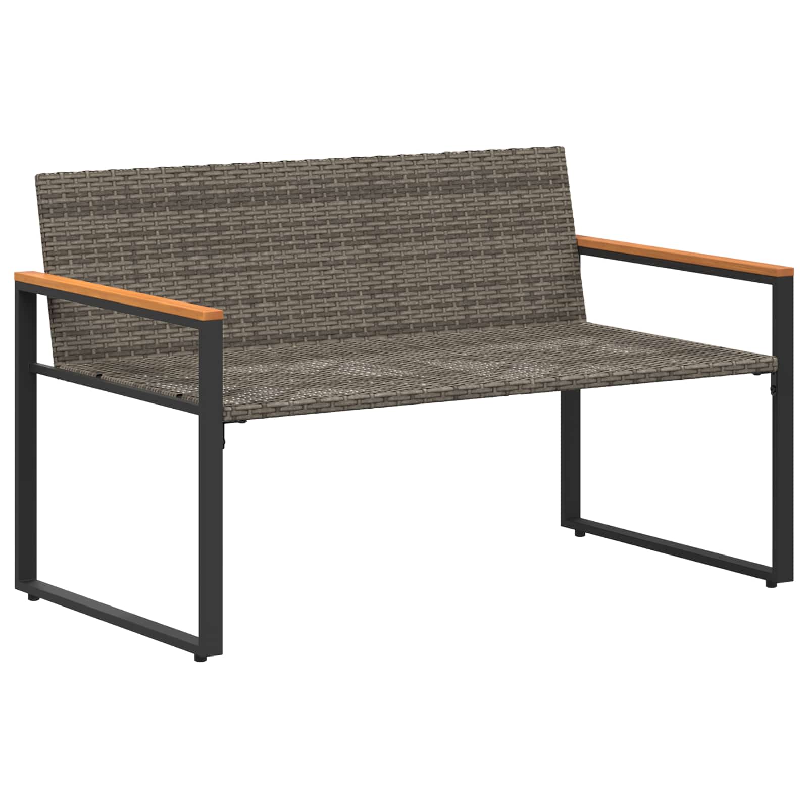 Banco com almofada cinza e azul marinho 115 x 65 x 72 cm vime