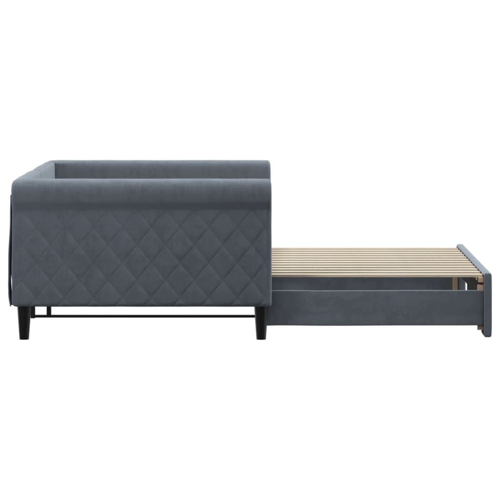 Sofá-cama com gavetão 100x200 cm veludo cinzento-escuro