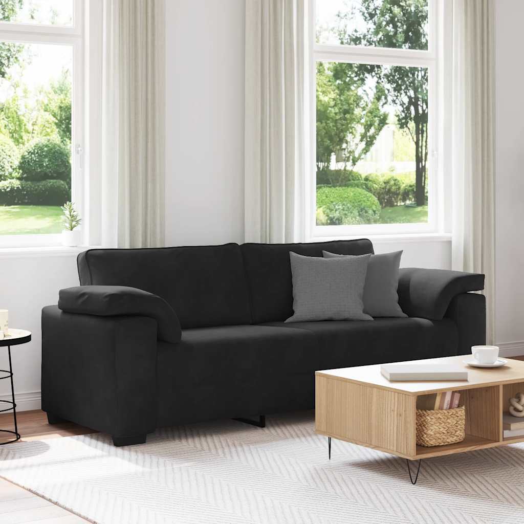 Sofá de 3 lugares 220x77x82 cm veludo preto
