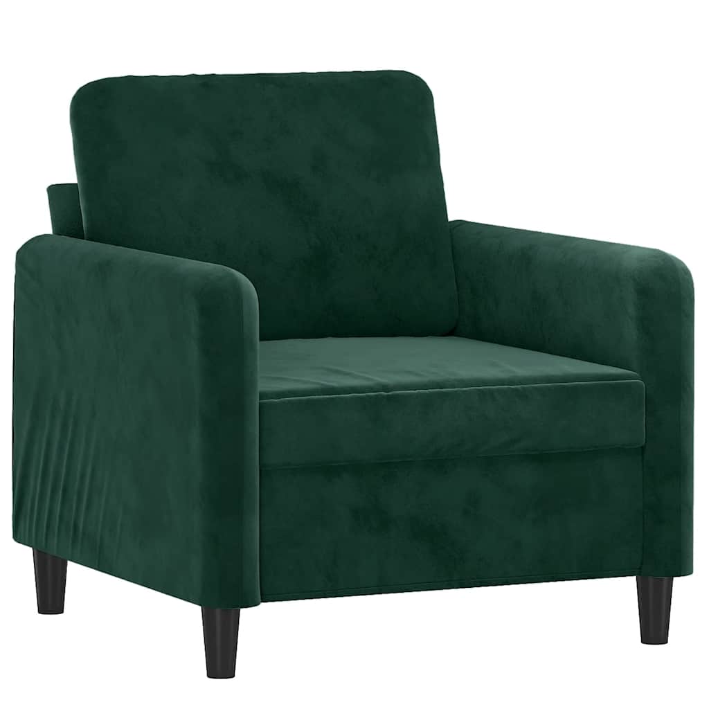3 Pcs conjunto de sofás veludo verde-escuro