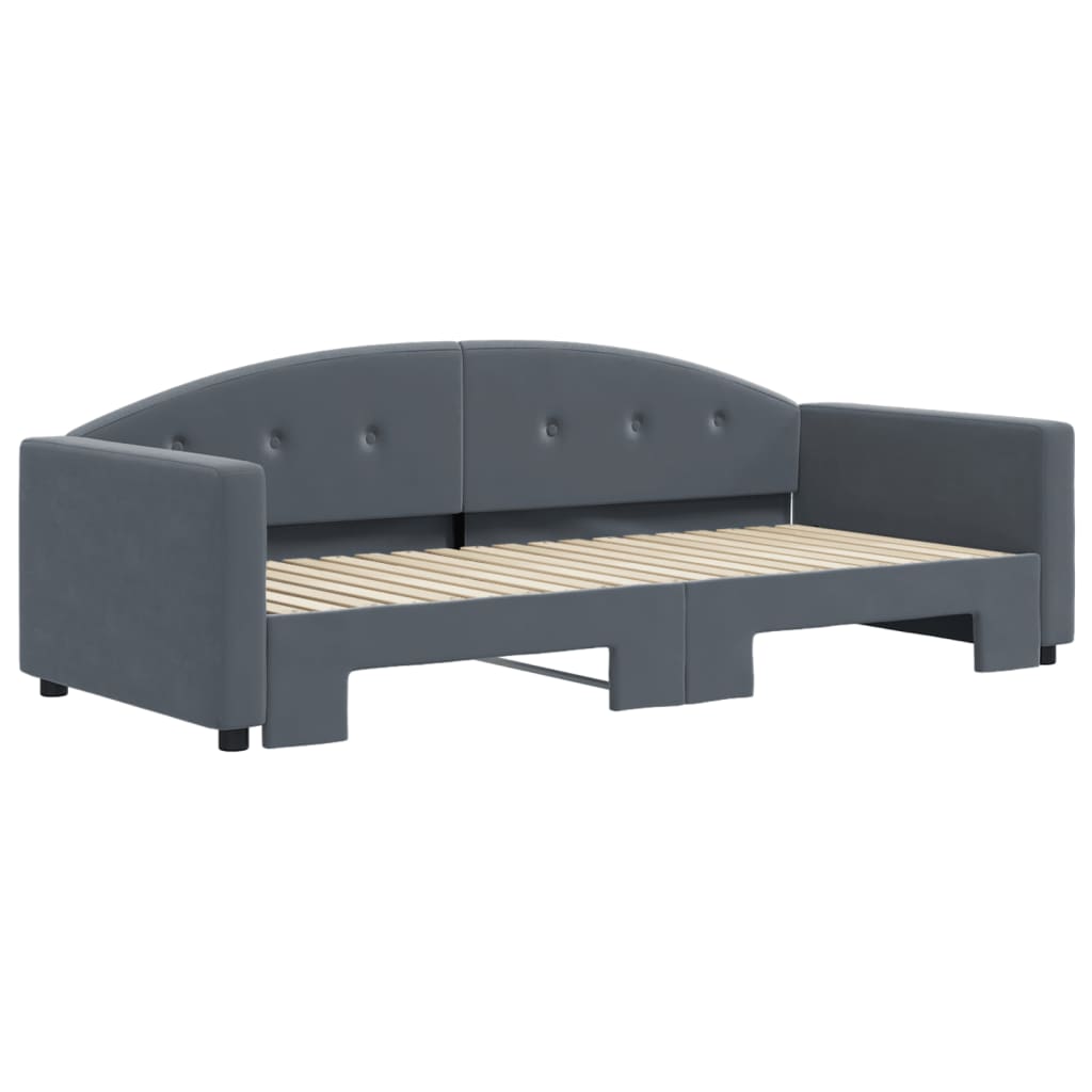 Sofá-cama com gavetão 90x190 cm veludo cinzento-escuro