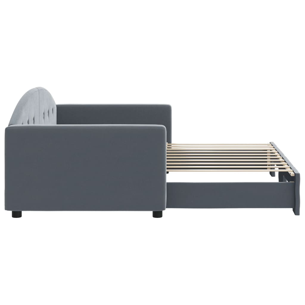 Sofá-cama com gavetão 90x190 cm veludo cinzento-escuro