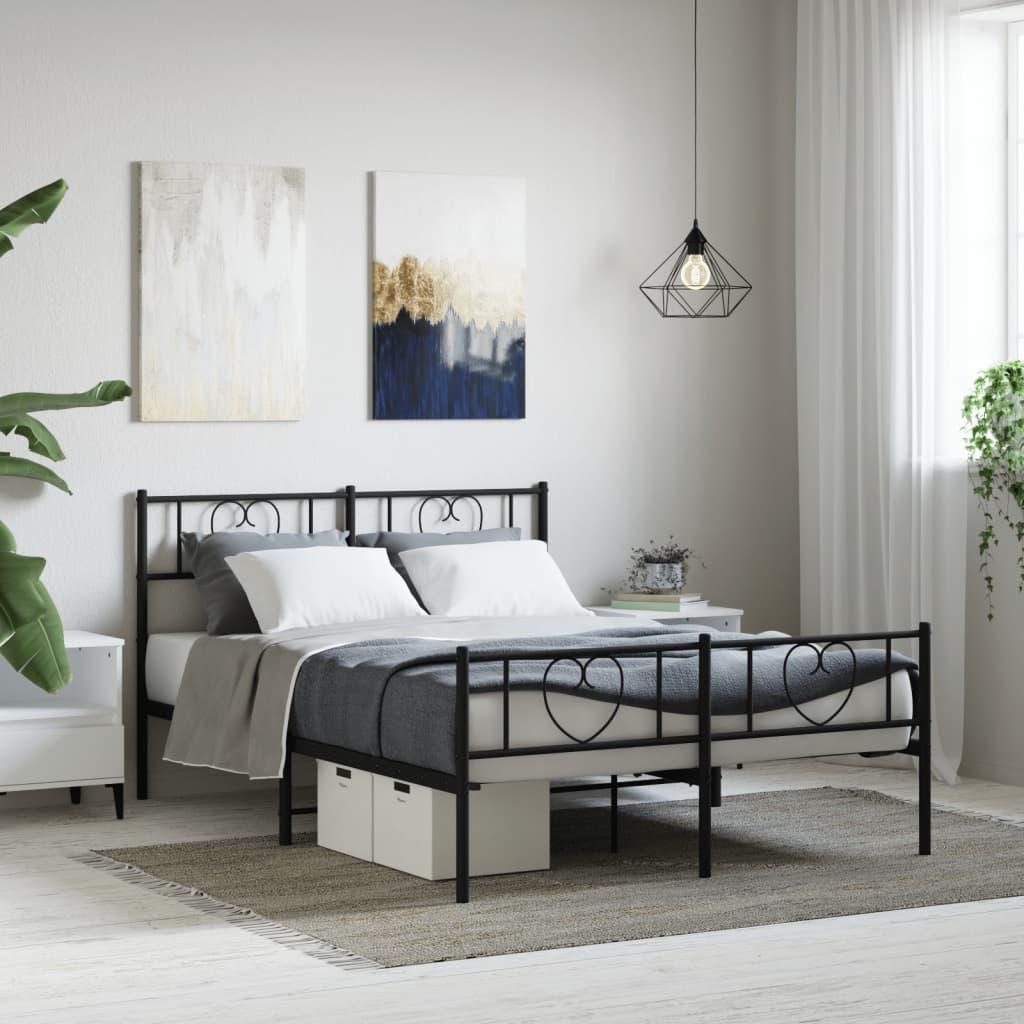 Estrutura de cama sem colchão com pés 160x200 cm preto