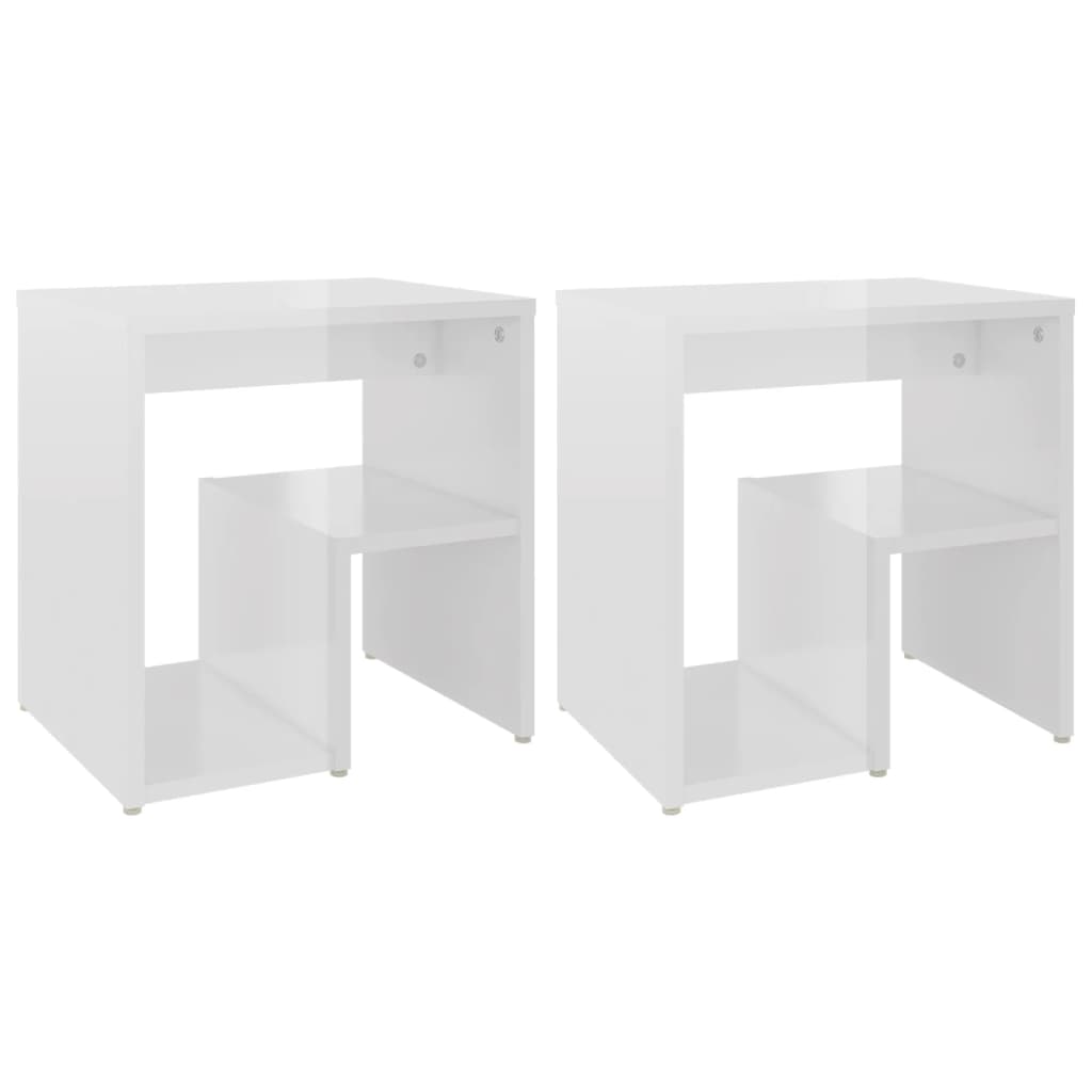 Mesas de cabeceira 2 pcs derivados de madeira branco brilhante