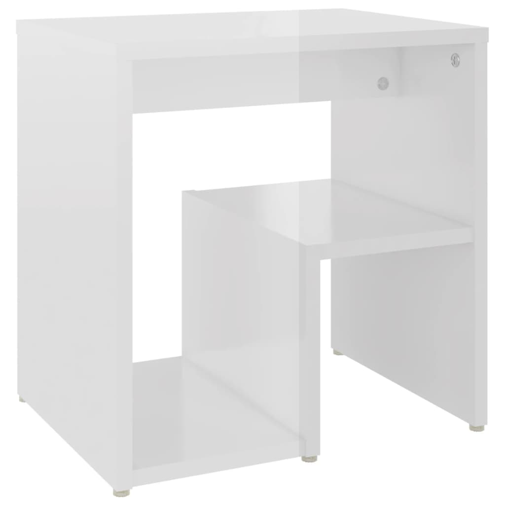 Mesas de cabeceira 2 pcs derivados de madeira branco brilhante