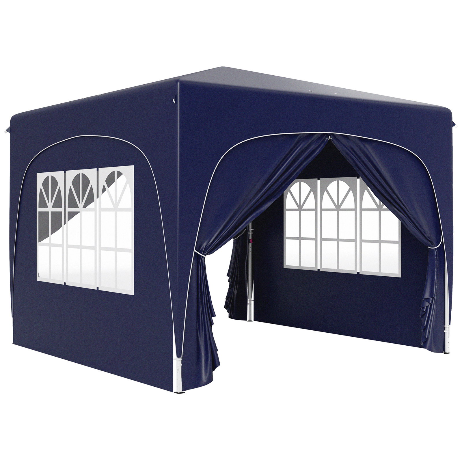 Tenda dobrável 3x3 m com painéis laterais upf50+ tenda de jardim com altura ajustável e bolsa de transporte azul escuro