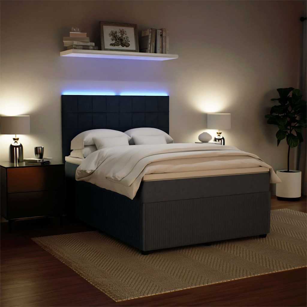 Cama com molas/colchão 140x200 cm veludo cinzento-escuro