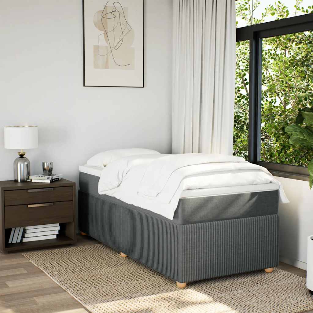 Cama com molas/colchão 80x200 cm tecido cinzento-escuro