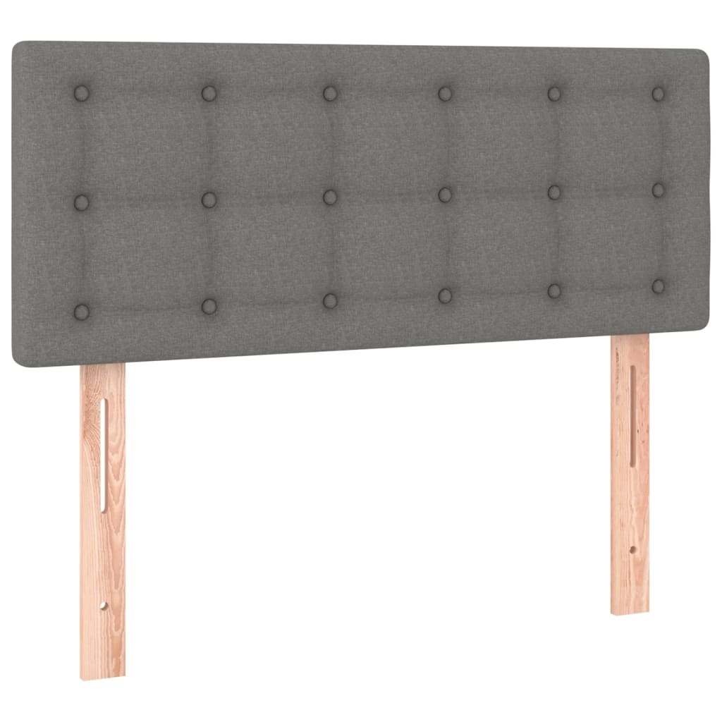 Cabeceira de cama c/ luzes LED tecido 90x5x78/88cm cinza-escuro