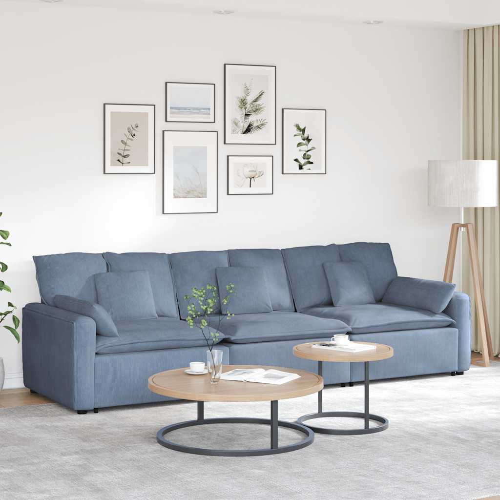 Sofá modular com almofadas azul