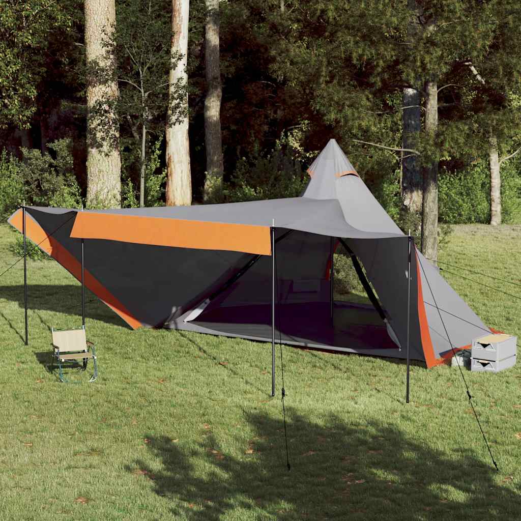 Tenda familiar tipi para 8 pessoas impermeável cinza/laranja