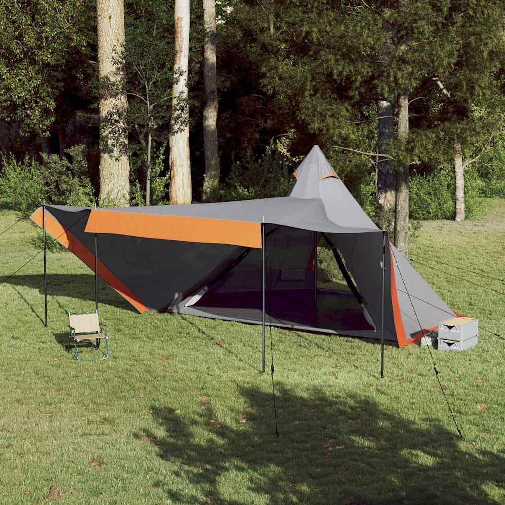 Tenda familiar tipi para 8 pessoas impermeável cinza/laranja