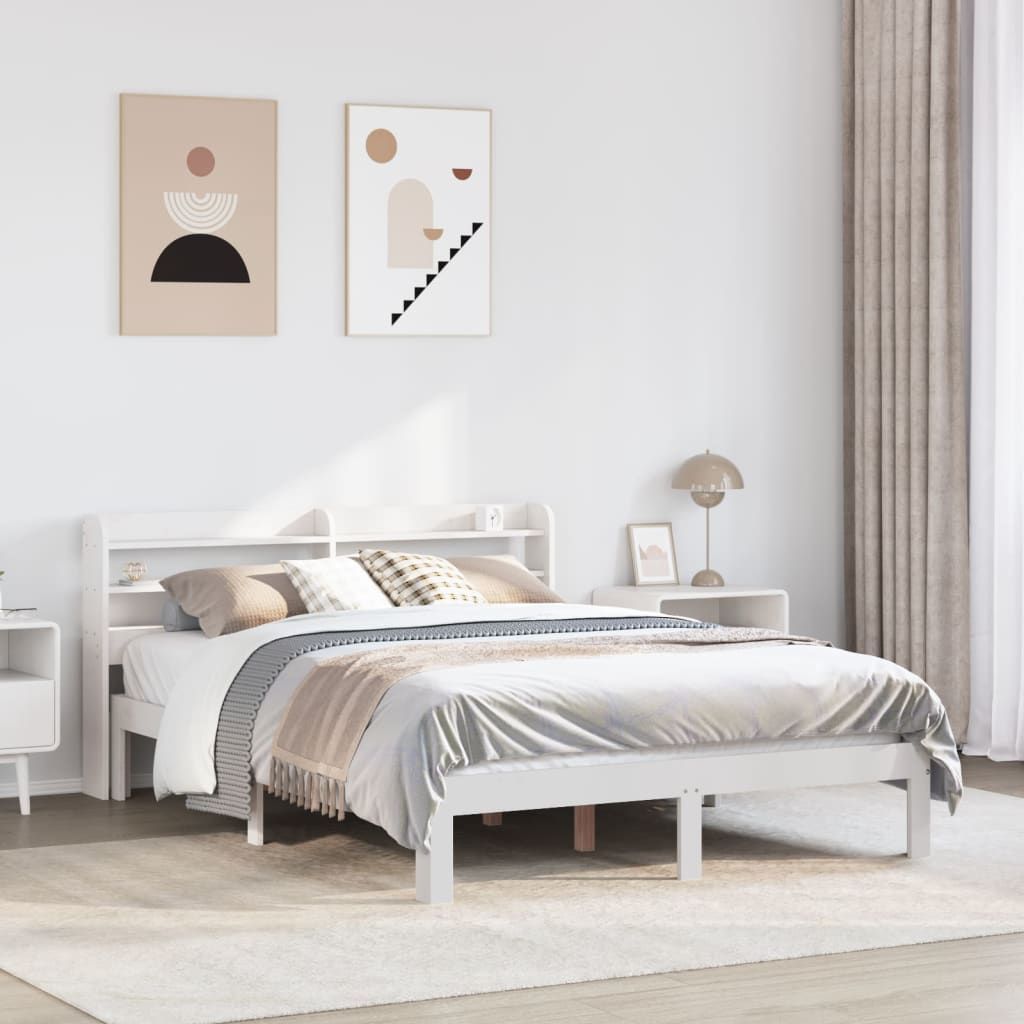 Estrutura de cama c/ cabeceira sem colchão 140x200 cm branco